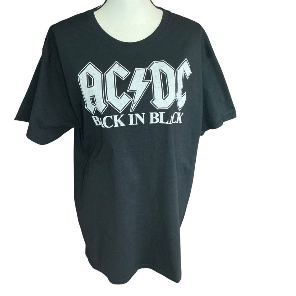 AC/DC Back in‎ Black Short Sleeve Graphic Band Tee Shirt Short Sleeve Size L - Picture 2 of 9